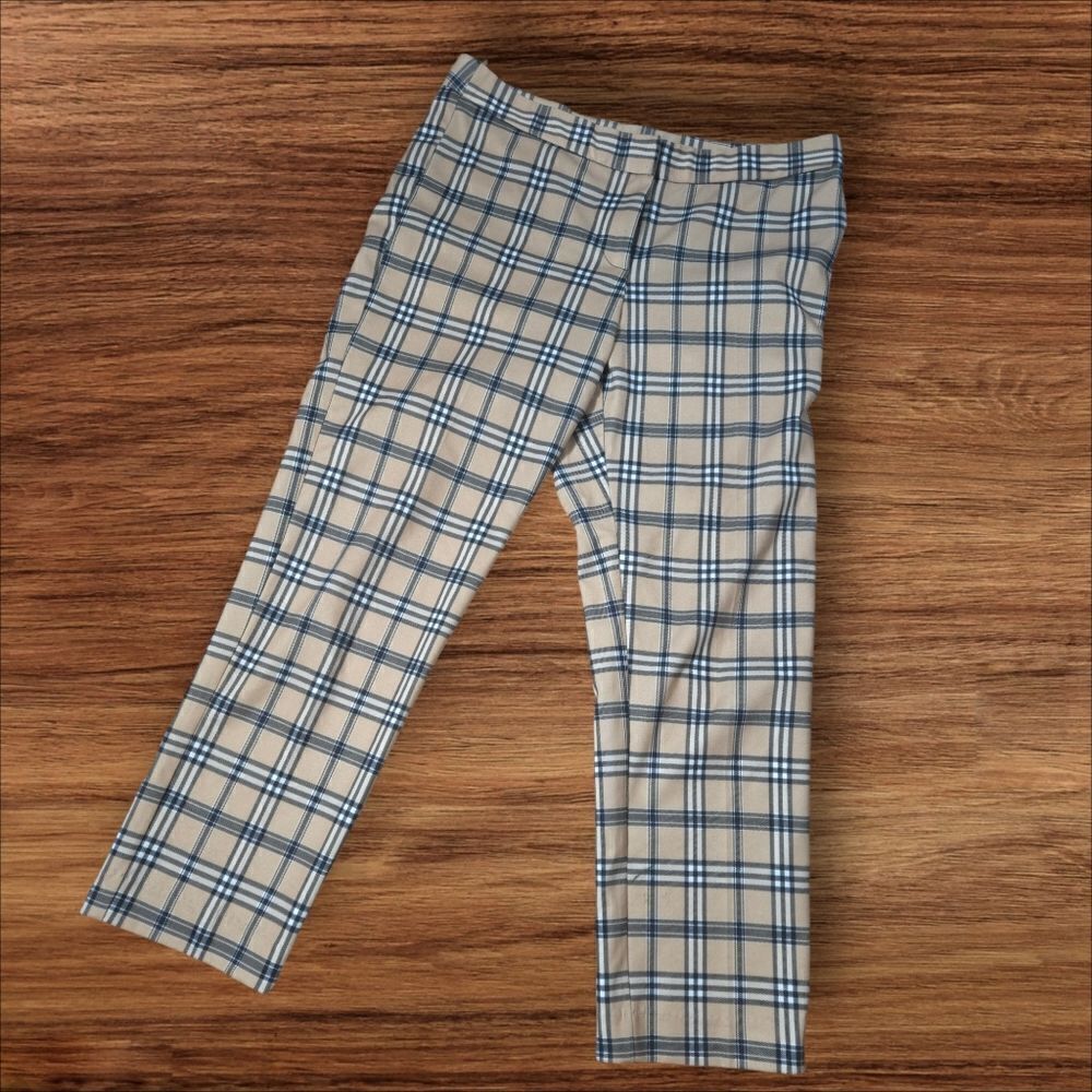 Amanda and Chelsea Tan Burberry Print Straight Leg Pants